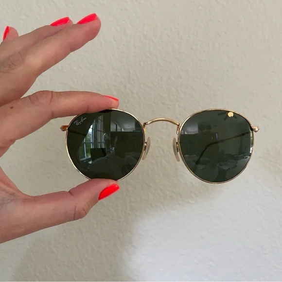 Ray-Ban G15 Round Green & Gold Sunglasses - Picture 5 of 7